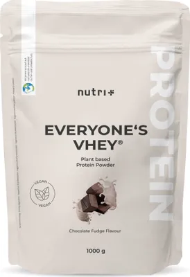 Produktbild von pflanzliches Protein Pulver Nutri-Plus laktosefrei 1kg – Vegan Proteinpulver Eiweiß Shakes für Muskelaufbau Chocolate Fudge