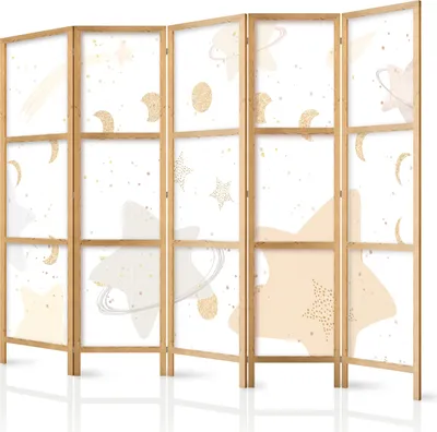 Obrázek produktu pro Japonský paraván pro děti 225x172 cm 5dílný bílý