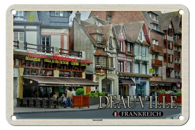 Produktbild von Blechschild Reise 18x12cm Deauville Frankreich Innenstadt Pizzeria