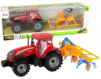 Produktbild von Lean Toys Roter Traktor mit Rechenreibungsantrieb