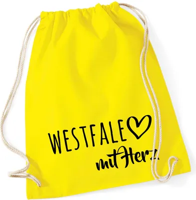 Produktbild von Huuraa Turnbeutel Westfale mit Herz 12 Liter Yellow Baumwolle Rucksack Geschenkidee