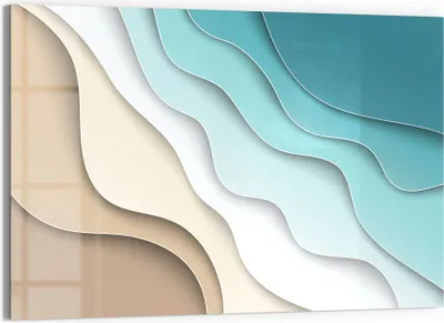 Produktbild von DEQORI Glasbild Echtglas 90x60 cm 'Farbige Papierwellen' Wandbild Bild modern Deko