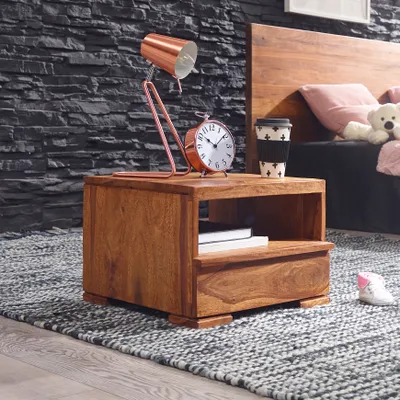 Produktbild von FineBuy Nachttisch Massivholz Nachtkommode 30 cm Schublade Nachtschrank Landhaus
