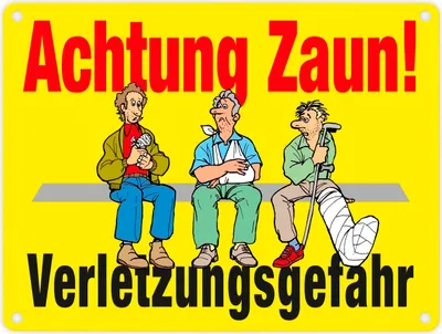 Produktbild von Achtung Zaun Metallschild in 15x20 cm in gelb mit Spruch Verletzungsgefahr