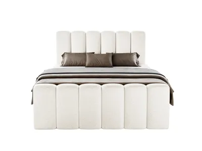 Produktbild von Boxspringbett NOLA 140x200 cm Komplett-Set mit Bettkasten, Bonell-Matratze und Topper, Bouclé Weiß