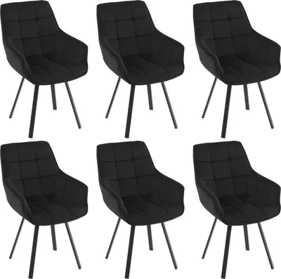 Produktbild von EUGAD 6 x Esszimmerstühle drehbar, bequem modern, mit Metallbeinen, Schwarz