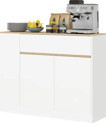 Produktbild von Sideboard, Küchenschrank mit Schublade, verstellbare Ablage, Aufbewahrungsschrank mit Kippschutz, Beistellschrank für Küche, Esszimmer, 105 x 30 x 81,5 cm Weiß