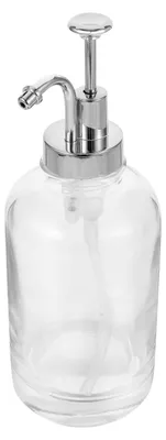 Produktbild von Glasflasche mit Edelstahlpumpe für Sirup – Tropffreier Honigspender 250ml