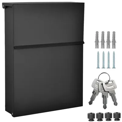 Productafbeelding van Elzusha - Design Wandbrievenbus Zwart Mat 30x23 cm Met Slot