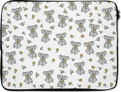 Produktbild von MuchoWow® Laptop Hülle 17 Zoll Laptoptasche Koala - Blumen - Muster - Kind - Zipper - Schutzabdeckung