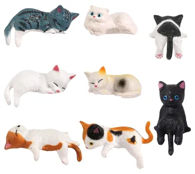 8 Mini-Katzenfiguren, niedliche Katzendekoration, 4-5 cm, PVC