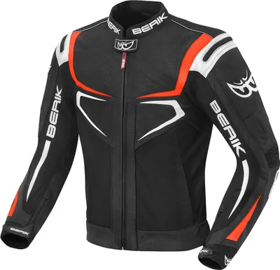 Produktbild von Berik Radic Motorrad Leder- / Textiljacke, schwarz/rot/weiß, 50