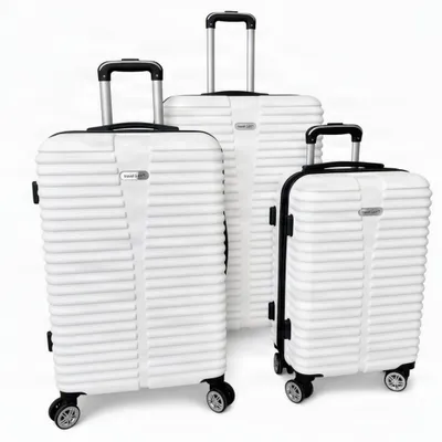 Produktbild von 3 teiliges ABS Hartschalen Kofferset für Urlaub Reise Wochenendtrip, Farbe:Weiß