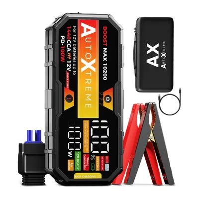 Produktbild von AutoXtreme Starthilfe Powerbank 12V - 1440 CCA - Boost Max 10200 - Starthilfegerät für Diesel & Transporter, 100W USB-C - inkl. Tasche