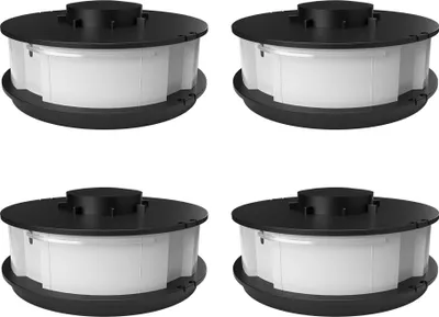 Four identical trimmer spools are arranged in a 2x2 grid against a white background.