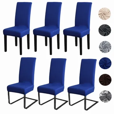 Produktbild von Stuhlhussen 6er Set Stretch Marineblau abnehmbar waschbar Elasthan 45x45x65cm