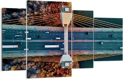 Produktbild von Bild auf Leinwand - Leinwandbild - 4 Teile - Brücke Siekierkowski Warschau - 120x70cm - Wand Bild - Wanddeko - Wandbilder - Leinwanddruck - Bilder - Wanddekoration - Leinwand bilder - DL120x70-4663