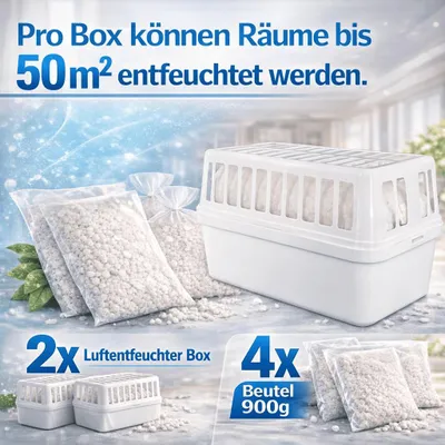 Produktbild von 2 x Luftentfeuchter Luftentfeuchterbox + 4 Beutel Nachfüllpack ohne Strom