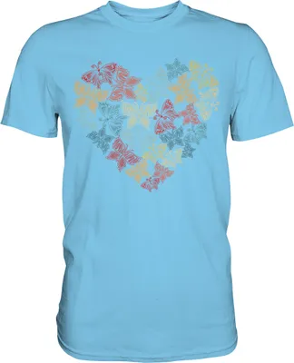 Produktbild von Frauen Schmetterling Herz T-Shirt – Sky Blue / S
