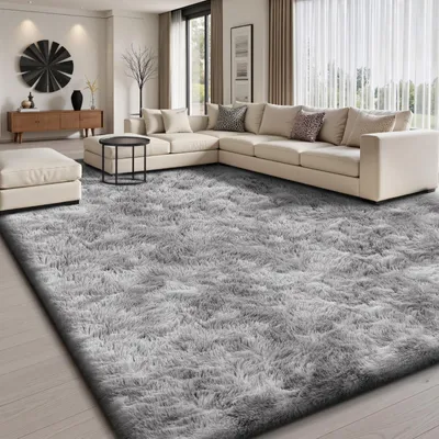 Produktbild von Hochflor Teppich 275 x 370 cm Hellgrau