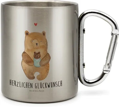 Produktbild von Mr. & Mrs. Panda Thermobecher Bär Baby - Transparent - Geschenk, Becher Aus Edelstahl, Teetasse, Teddy, Edelstahlbecher, isoliertasse, Nichte, thermotasse, Geburtstag