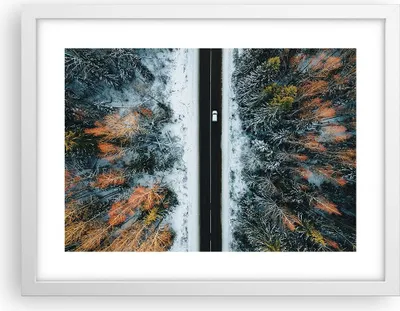 Produktbild von Gerahmtes Poster - Weißer Rahmen - Wald Weg Schnee - 40x30 cm - Wand Bild - Wanddeko - Wandbilder - Kunstposter - Wandposter - Bilderrahmen - Bilder - Kunstdruck - Wanddekoration - P2WAA40x30-4654