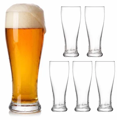 Immagine prodotto di Set di 6 bicchieri da birra trasparenti, 460 ml, lavabili in lavastoviglie.