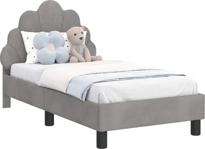 Immagine prodotto di vidaXL Struttura letto per bambini con testiera in velluto grigio chiaro 70 x 140 cm