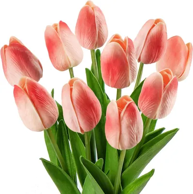 Obrázok produktu pre Umelé Rúžové Tulipány, realistické umelé kvety, 10 kusov, na dekoráciu, svadbu