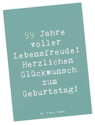 Produktbild von Mr. & Mrs. Panda Ansichtskarte Spruch 99. Geburtstag Lebensfreude - Meeresbrise - Geschenk, Jubiläumsfeier, Kunstkarten, Fotokarte, Postkarte, 99 Jahre voller, bildkarte