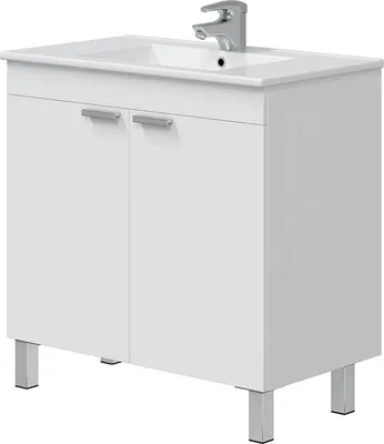Obrázek produktu pro Waschbeckenunterschrank >ECO KIT< in Weiß glänzend - 80x80x45cm (BxHxT)