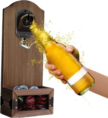 Productafbeelding van Bieropener - Flesopener aan de muur - Flesopener met vanger - Baraccessoires voor thuispub - Keuken - Terras - Buiten