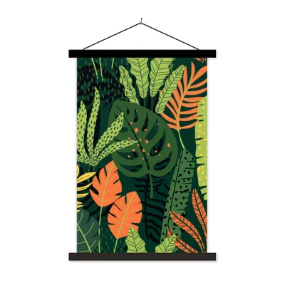 Produktbild von MuchoWow® Textilposter Dschungel - Muster - Blätter - Jungen - Mädchen - Kind 40x60 cm mit schwarzem Rahmen - Wanddekorationen