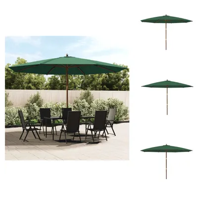 Zdjęcie produktu dla vidaXL Parasol z drewnianym drążkiem zielony 400x273 cm - Parasole i parasole przeciwsłoneczne