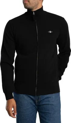 Produktbild von GANT Strickjacke mit Reißverschluss aus superfeiner Wolle, Schwarz XXL