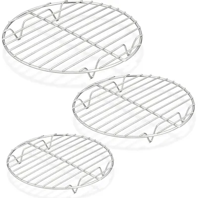 Immagine prodotto di Griglie di raffreddamento in acciaio inossidabile, set da 3 pezzi, dimensioni 19/23/27 cm, ideali per cottura, raffreddamento e cottura a vapore, lavabili in lavastoviglie