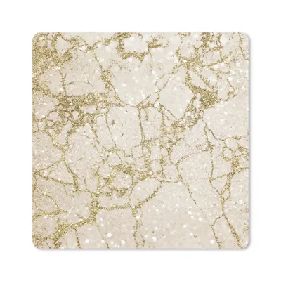 Produktbild von MuchoWow® Mauspad Mousepad Marmor - Gold - Glitter 20x20 cm - Mousepads - Maus Mat - Pad - Mausunterlage - Desk Mat - Bureauartikeln