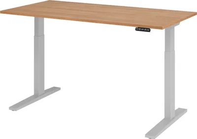 Produktbild von bümö Schreibtisch elektrisch XMKA - Gestell: Silber, Größe:  160 x 80 cm, Nachbildung: Nussbaum