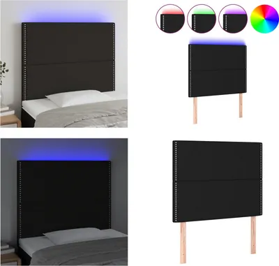 Produktbild von vidaXL LED Kopfteil Schwarz 90x5x118/128 cm Stoff - LED Kopfteil - LED Kopfteile - Kopfteil - Bett-Kopfteil