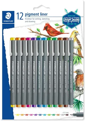 Productafbeelding van STAEDTLER Pigment Liner 308 gekleurde fineliner set - 12 kleuren - 0,5 mm