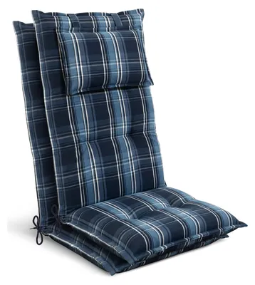 Produktbild von Beautissu 2x Premium Hochlehnerauflage 120x50x7cm, Blau-Weiß-Kariert