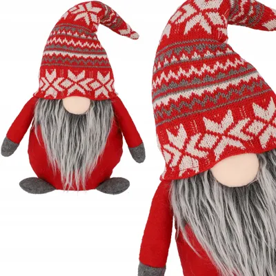 Produktbild von Weihnachtswichtel Dekofigur 48 cm, grau, mit gepunkteter Fellmütze