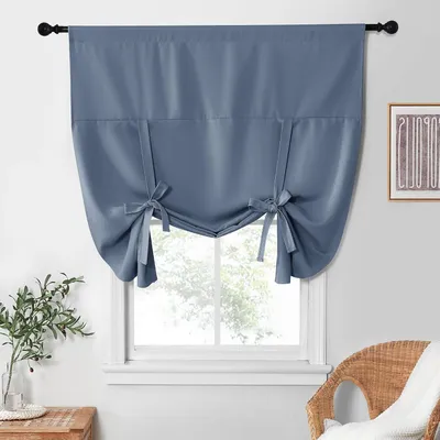 Productafbeelding van Verduisterend Gordijn - Kamerdecoratie - Lichtregulatie Thuis - Verstelbare Tie-Up - 52 x 63 Inch - Blauw