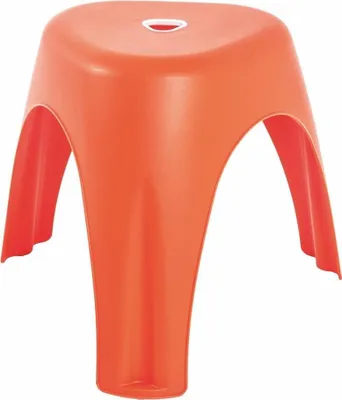 An orange plastic stool on a white background.