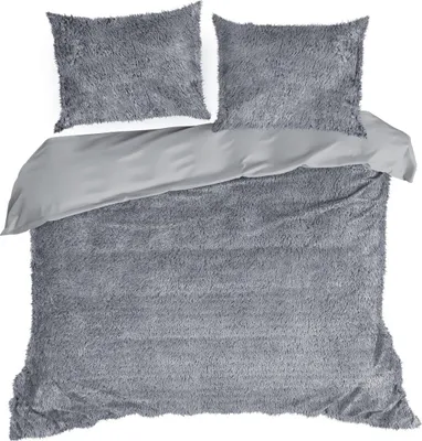 Zdjęcie produktu dla Eurofirany Pościel 220x200 Tiffany srebrne teksturowane futro D91