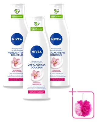 Produktbild von 3 x NIVEA Gesichtsreiniger für trockene und empfindliche Haut mit Mandelöl, 200 ml - Sparpackung - 3 Stücke