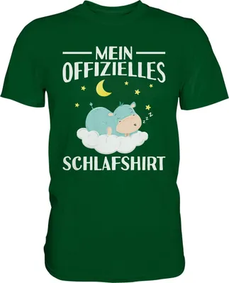 Produktbild von Offizielles Schlafshirt Nachthemd Schlafanzug Pyjama Nilpferd T-Shirt – Bottle Green / M