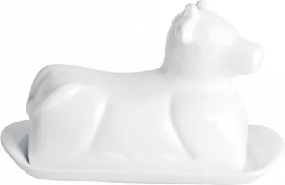 Obrázek produktu pro Elegantní miska na máslo ve tvaru krávy, bílý porcelán, s víkem
