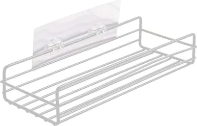 Produktbild von Metallische Schweberegale - Hängendes Aufbewahrungsregal für das Badezimmer - Eisen Badezimmerregal mit Saugnapf - Toilettenorganisator Regal - Bohrfreies Küchenregal (Weiß)