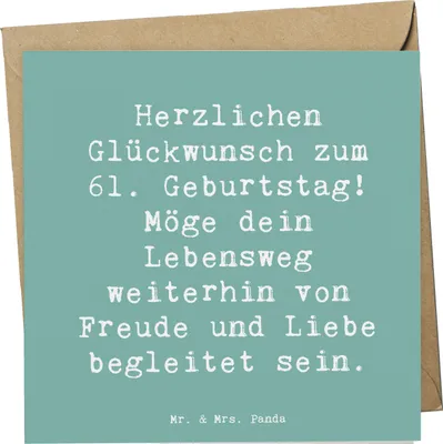 Produktbild von Mr. & Mrs. Panda Grußkarte Spruch 61. Geburtstag - Meeresbrise - Geschenk, Alter, wundervolle Jahre, liebevoll., Leben feiern, doppelkarte, Erfahrungen, Glückwunschkarte